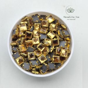 6mm Square - Gold Stone