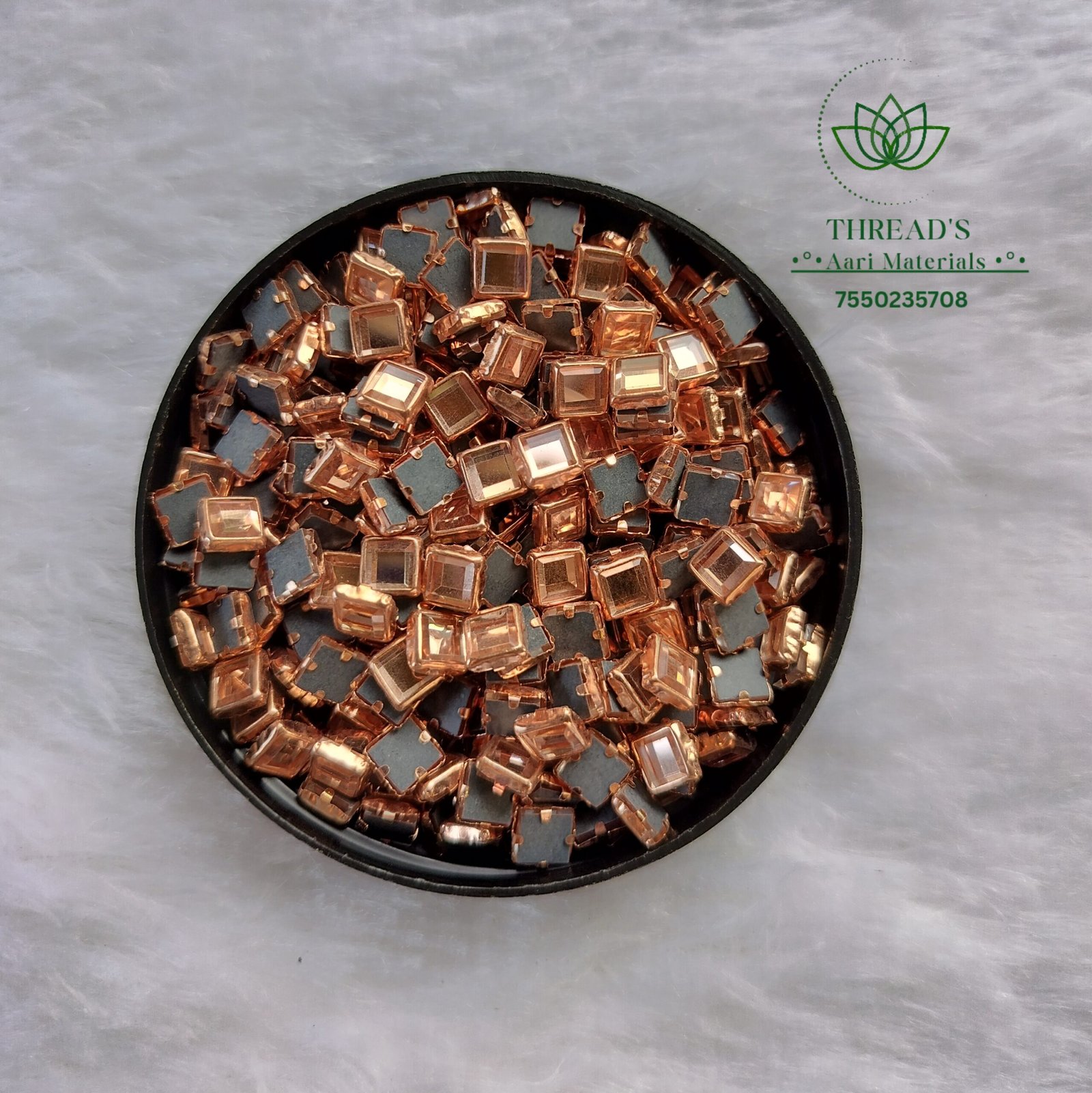 6mm Square Shape - Copper Stone