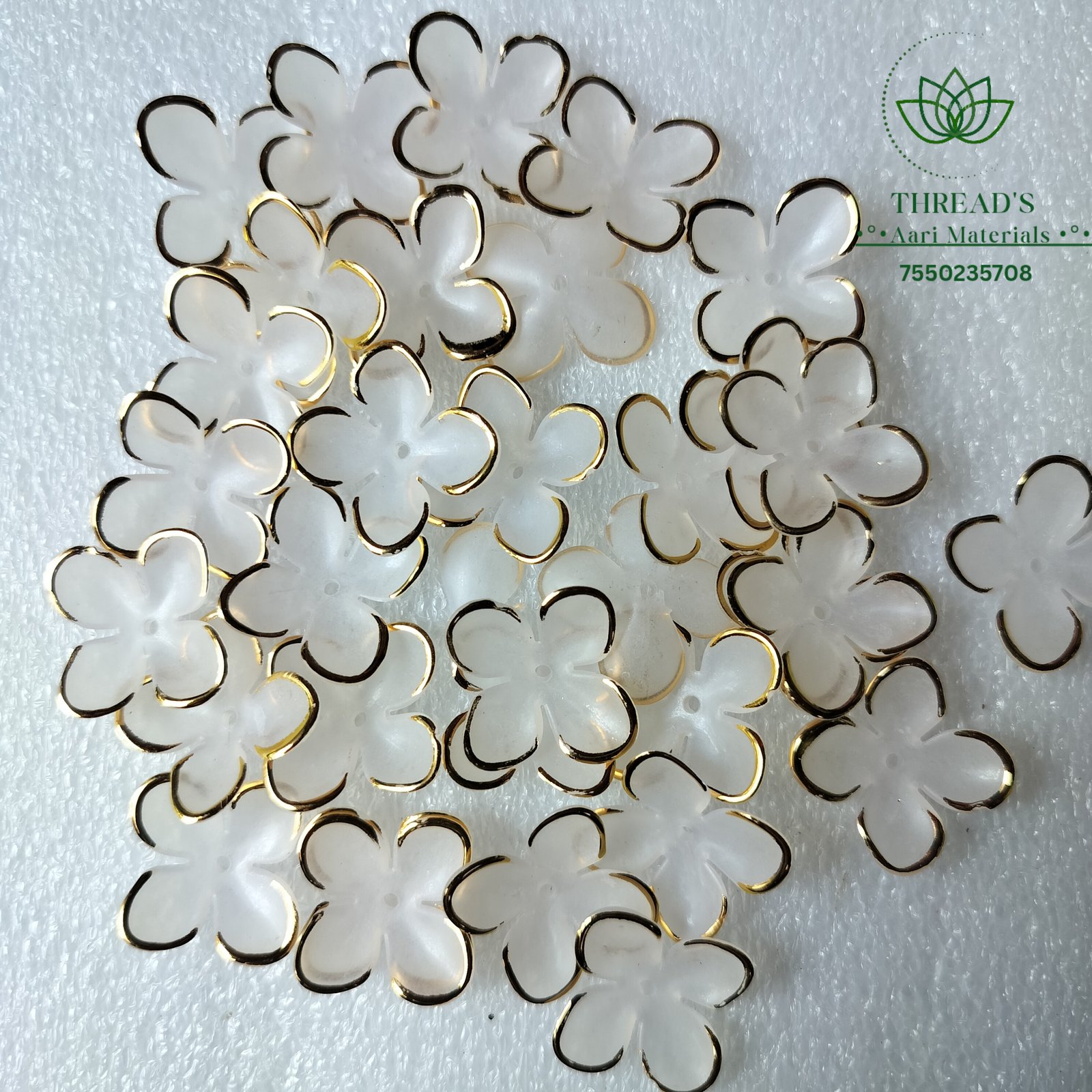 Gold Outline white flower