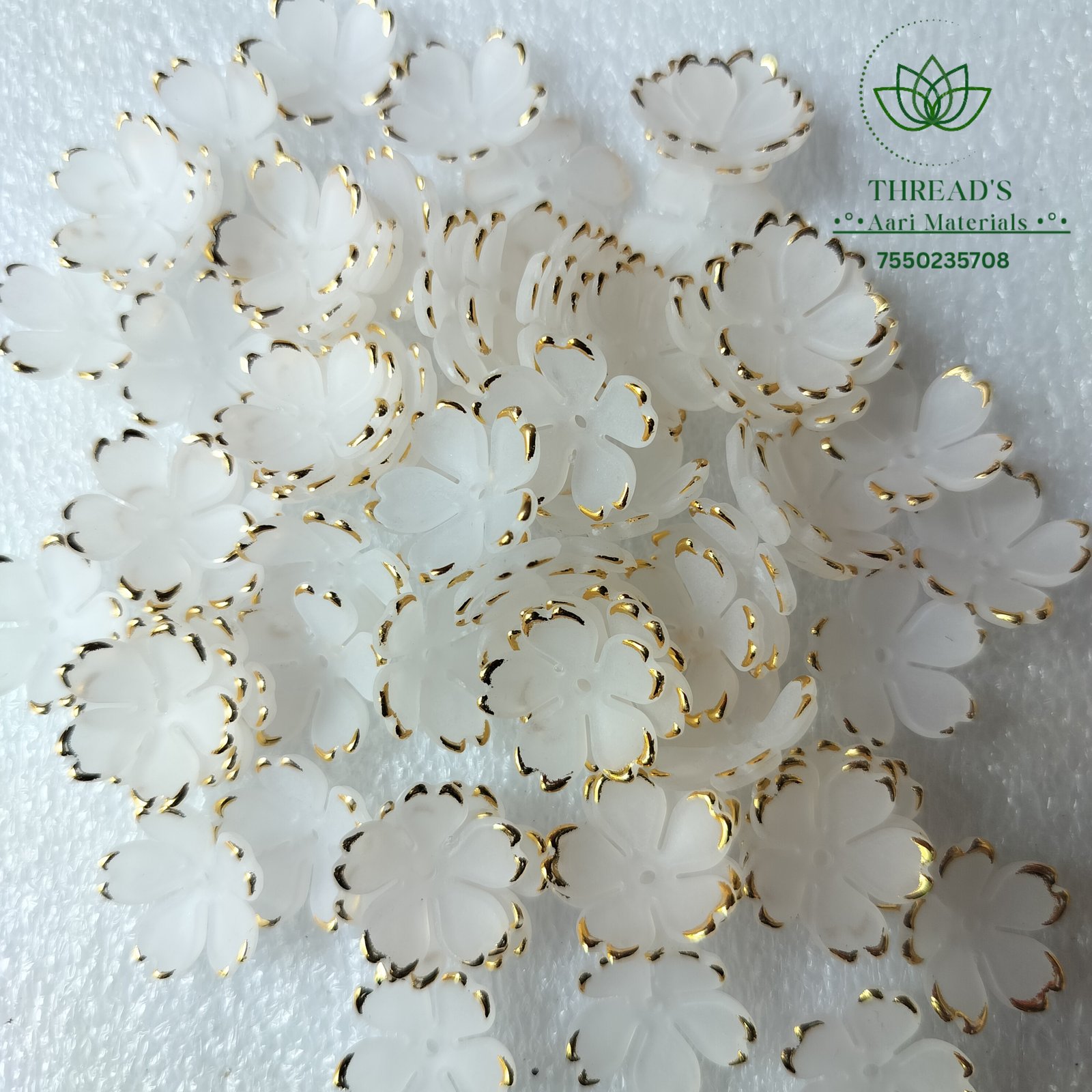 Gold Outline white flower